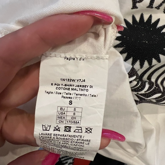 PINKO E Poi Sleeveless T-shirt in beige and ivory - Picture 7 of 8